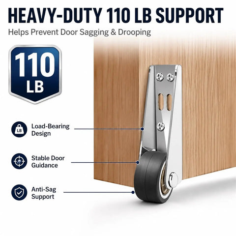 Heavy Duty Vertical Track Roller Wheels For Sliding Barn Doors, 110 lb support with rubber glide guide.