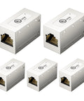 Five Pack Shielded Cat6a Ethernet Couplers Female To Female Extender Adapters For 10Gbps Networking Pro Grade Plug And Play