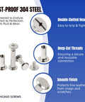Leather Craft Chicago Screw Kit With 115 Sets Of 304 Stainless Binding Screws And Posts, DIY Friendly Pro Grade features