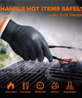 Dual Layer Heat Resistant BBQ Gloves With Nitrile And Cotton Liners 10 Mil Thick Non Slip Grip For Grilling Smoking And Handling Hot Meat Large Black Set