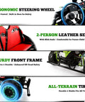 Powerful 125cc Gas Powered Go Kart For Off Road Adventures with ergonomic steering, leather seats, and all-terrain tires.