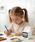 Sweet Smart AI Voice Activated Sticker Printer Portable Inkless Thermal Craft Device With Touchscreen Panel For Quick Kid Friendly Art Creations And No Sweat Cleanup Always in use by a child drawing.