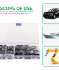 Internal Tooth Lock Washers And Push On Fastening Clips Kit For Industrial Fastening And Mechanical Projects in plastic case
