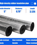 Self-Sealing Pipe Insulation Foam Tube for Outdoor Water Lines with Antifreeze Aluminum Foil Heat Shield, 5 inch diameter