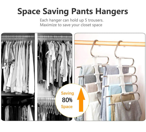 Super Slick Metal Pants Hangers Two Pack Hella Space Saving Closet Organizers With Anti Slip Grip For Jeans Skirts Leggings And Scarves Ultimate Closet Glow Up Rack