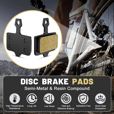 Four Set Universal Disc Brake Pads For MTB And Road Bikes Semi Metallic Low Noise Pads For E Bikes And Everyday Rides Quiet Braking With Durable Resin For Long Lasting Stopping Power