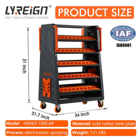 CNC Tool Holder Keeper Station And Storage Cart For Shops And Factories Heavy Duty CNC Tool Organizer System For Warehouses Garages Stores And Workbenches Beefed Up With Rugged Steel Construction, 51 inch, 34 inch, 21.7 inch
