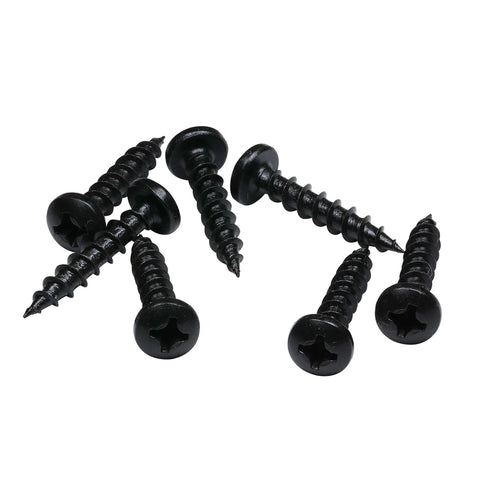 100 Pack Size 6 Coarse Deep Thread Pan Head Wood Screws With Black Phosphate Finish For Wood And MDF, Phillips Drive Size 2