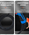 Get Ready To Weld Like A Pro With This Top Notch 250A Mill M-25 Mig Welding Gun Featuring A Rock Solid 15 Foot Cable That Easily Replaces Your Old Miller 169598 Torch And Fits Your Millermatic 200 210 212 250 251 Or 252 Machine Perfectly For Serious Jobs showing 15ft rubber sleeve and strengthened spring.