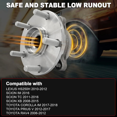 Pair Front Wheel Bearing Hub Assembly With Encoder ABS 5 Lug Plug N Play Direct Fit for RAV4 2006-2012 image
