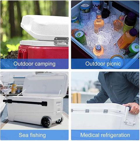 Stainless Steel Cooler Hinges Kit With 3 Replacement Hinges And 12 Screws For Igloo 50 165 Qt Ice Chests Camping Gear Repair Parts To Restore Lids And Keep Your Cooler Rolling, showcasing outdoor and medical use of coolers.