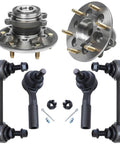 RWD Front Wheel Hub And Bearing Assembly With 16mm Thread Outer Tie Rod End And Sway Bar Link Replacement Kit For 2009-2012 Chevy Colorado And GMC Canyon ABS Model Coil Suspension 6 Piece Set