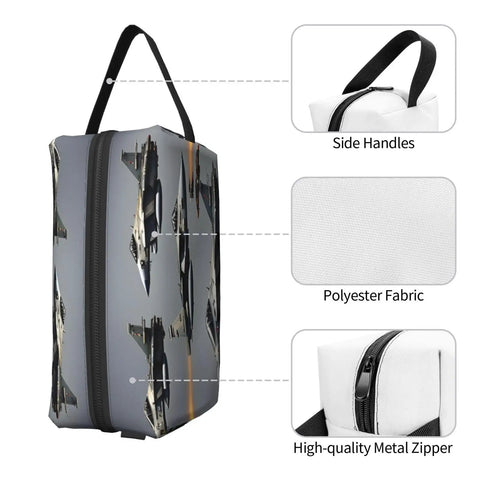 Fighter Jets Print Toiletry Bag For Men Travel Organizer Dopp Kit Shaving Case Water Resistant Oxford Cloth with side handle and metal zipper
