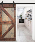 36In By 84In Solid Wood Interior Sliding Barn Door Slab In Brown Walnut Finish For Easy DIY Install in kitchen doorway