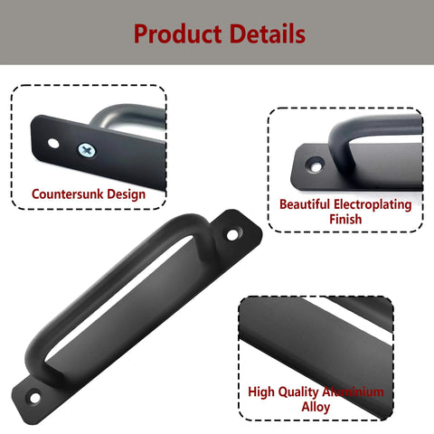 Product details of 5 Inch Sliding Barn Door Handle Black Aluminium Alloy Gate Pull For Cabinet Closet Door Sliding Barn Door.