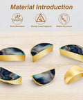 2 Pack Dope Deep Blue Gold Fluid Art Cabinet Pulls 3 Inch Center To Center Semicircle on wood surface showing design