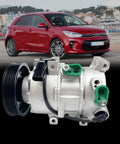 Heavy Duty AC Air Conditioner Compressor With Clutch For Hyundai Accent 2012 To 2017, showcasing six groove pulley and connectors.