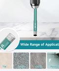 3/8 in diamond hole saw drill bit with turquoise body and diamond-coated tip for tile and stone (front view)