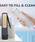 Electric Portable Bidet Sprayer Handheld USB Rechargeable Travel Bidet, easy to fill and clean, shown in bathroom setting.