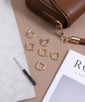 Six Pack Horseshoe Shackle Screw D Rings With Included Driver Premium Zinc Alloy Heavy Duty Hook on leather bag with tools.