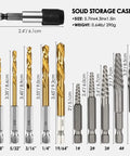 Stripped Screw And Bolt Extractor Set With Left Hand Drill Bits, sizes and dimensions of 11-Piece DIY Tool Set components