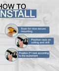 Installation instructions for Dope Overhead Paddleboard Hanger And Surfboard Rack For Garage Adjustable Ceiling Mount Storage.