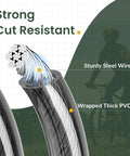 Close-up of Heavy Duty Vinyl Coated Bike Lock Cable With Braided Steel Core 12mm Thick and Loop Ends for Easy Securing Built Tough