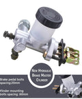 All Terrain Hydraulic Brake Master Cylinder For 90cc 110cc 125cc 150cc 200cc 250cc Go Karts Buggies And ATVs That Fits Roketa Kazuma Kinroad Kandi Sunl BMS And More, showing side view with mounting bolts and cap.