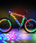 Disco Bike LED Light Kit 4 Pack With 2 Wheel Lights, 1 Frame Light, 1 Headlight Battery Powered Color Changing Neon Glow For Night Riding
