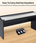 Three Pedal Keyboard Foot Pedal Unit for Digital Pianos with soft sostenuto on wooden stand