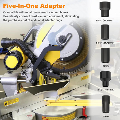 Improved Miter Saw Dust Collection Adapter With Five-In-One Vacuum Connector, Optimized Airflow for DWS779 and DWS780