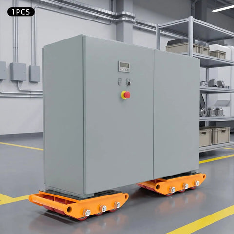 15 Ton Machinery Skate Dolly With Nine PU Rubber Rollers For Heavy Load Transport, orange steel base moving industrial cabinet