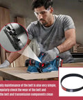 Replacement 4x24 Sander Belt For Model 362 Type 5 7, man using sander with focus on belt installation