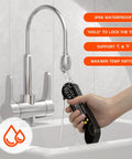 Person rinsing Fast Digital Meat Thermometer With Magnetic Backlight Waterproof Design under a kitchen faucet