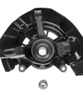 Front Two Piece Steering Knuckles and Wheel Hub Bearings Replacement Kit for Lexus RX330 RX350 RX400h and Toyota Highlander Hybrid 2004-2009 OEM-Grade Includes Two Knuckles, shown in black cast iron with pre-assembled bearings