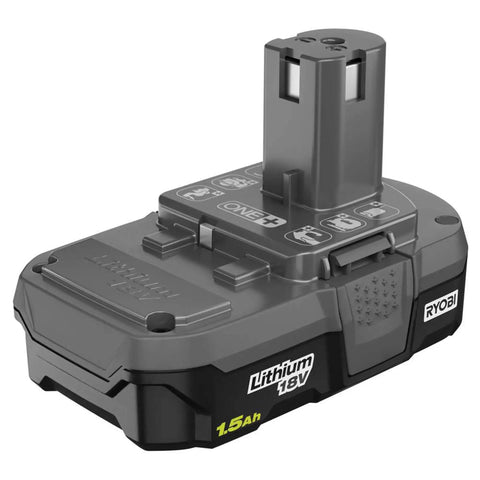 18 Volt One Plus Lithium Ion Six Tool Combo Kit 1.5Ah battery close-up for Drill Driver Impact Driver Reciprocating Saw Circular Saw Multi Tool LED
