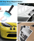 Vinyl Wrap Tool Kit for Cars With Heat Gun, 16Ft Cord, Squeegee, Vinyl Tucking Tool, Sponge Roller, Magnet Holders, Film Cutter, and Window Tinting Accessories for Quick Wrapping, Decals, and Graphics Installation showing magnet holders securing wrap