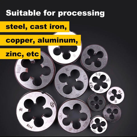 11 Piece Metric Left Hand Thread Die Set M3 Through M20 For Metalworking And Machining Pro Grade Durable Alloy Tool Steel Dies Includes M3 M4 M5 M6 M8 M10 M12 M14 M16 M18 M20 Left Hand Thread Tools