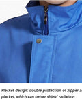 EMF Shielding Workwear Vest With 50 Percent Silver Fabric For Radiation Protection showcasing blue placket design