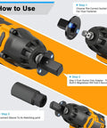 Premium Low Profile Heavy Duty Socket Adapter Set With Magnetized Ratcheting Wrench Extenders For Tight Spaces And Confined Engine Bays Perfect For Serious Repair Jobs On Your Ride. How to use guide, magnetic socket adapter steps