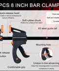90 Degree Corner Clamps For Woodworking, Trigger Clamp Set with quick-release and steel guide rail for carpentry projects.
