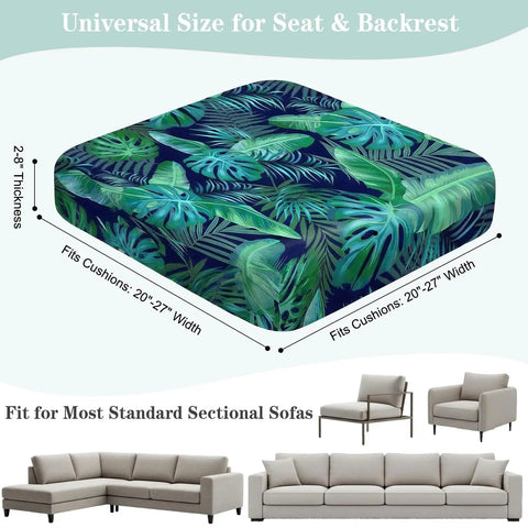 8 Pack Outdoor Cushion Covers Water Resistant High Stretch Fit For 20 To 27 Inch Patio Cushions with Palm Leaves Pattern