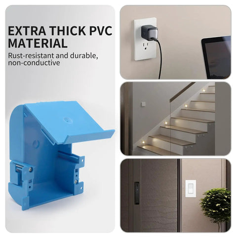 Hassle Free Blue Single Gang Old Work Electrical Outlet Box With Adjustable Flange Rock Solid Pvc Junction Housing For Existing Walls Smooth Sail Go To Kit Pack Of Six with adjustable lid and durable design.