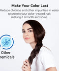 Woman with dark hair benefiting from Shower Filter Replacement Cartridge For Aquasana AQ 4125 And Compatible Systems Pack Of 2