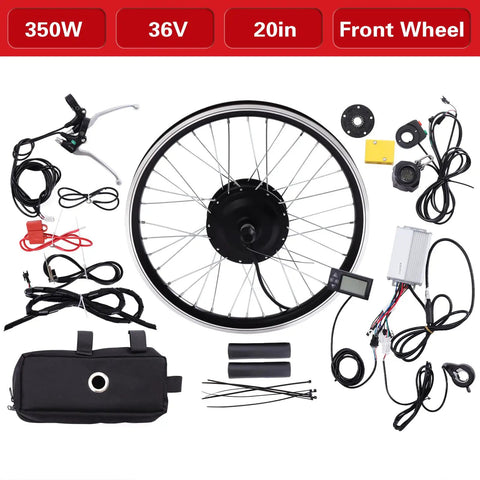 20 Inch Electric Bike Conversion Kit Front Wheel Hub Motor 36V 350W With Multifunction Display components