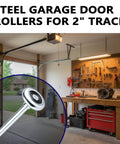 Close-up of Ten Pack Nine-Inch Long Stem Steel Garage Door Rollers, Commercial Grade Heavy-Duty Replacement for Two-Inch Track.