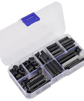 Super Handy DIP IC Sockets Kit With 66 Solder Type Adapters in various pin sizes, 2.54mm pitch, in plastic storage box