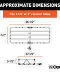 Diagram of Heavy Duty Cargo Basket Hitch Carrier For SUV And Truck, 500 Lb Capacity, 46.5 x 17.5 x 5.5 Inch dimensions.