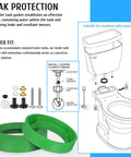Heavy Duty Toilet Tank To Bowl Gasket And Bolt Kit Made From Premium NBR Rubber For Easy Leak-Proof Fixes And Simple Rear Installation Jobs. green gasket and bolts for standard toilet tank leak repair