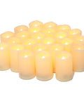 Flameless LED Votive Candles 24 Pack 1.5x2 Inches Battery Operated Tea Lights for Wedding Decor arranged in a cluster